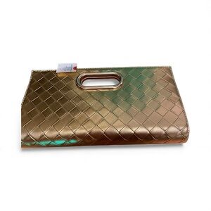 Elegant Gold Woven Clutch Wristlet